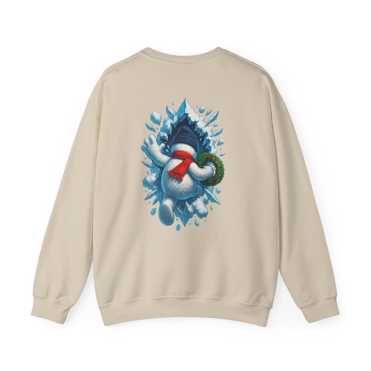 Cheerful Snowman Wreath Crewneck Sweatshirt | Christmas Winter Snowman