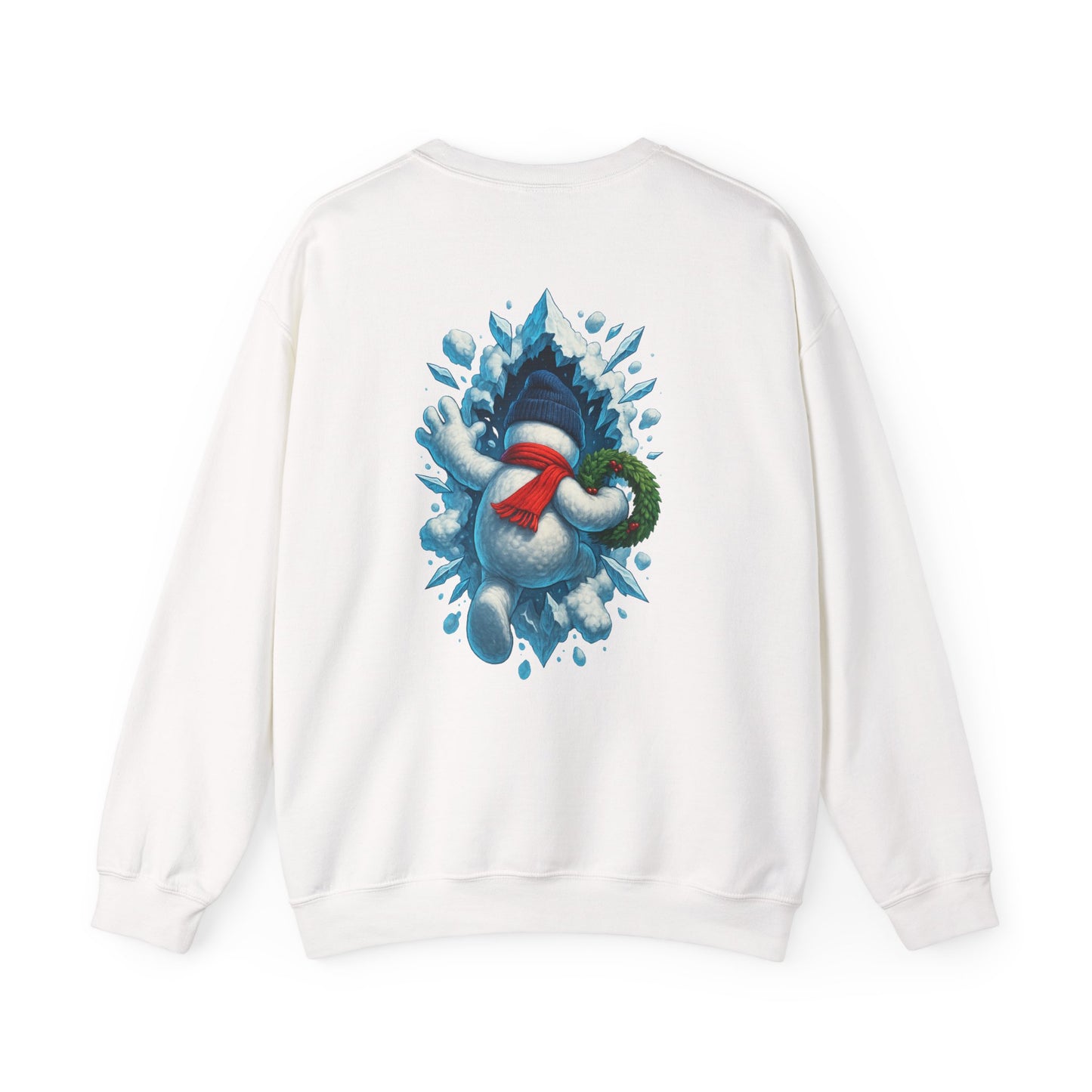 Cheerful Snowman Wreath Crewneck Sweatshirt | Christmas Winter Snowman