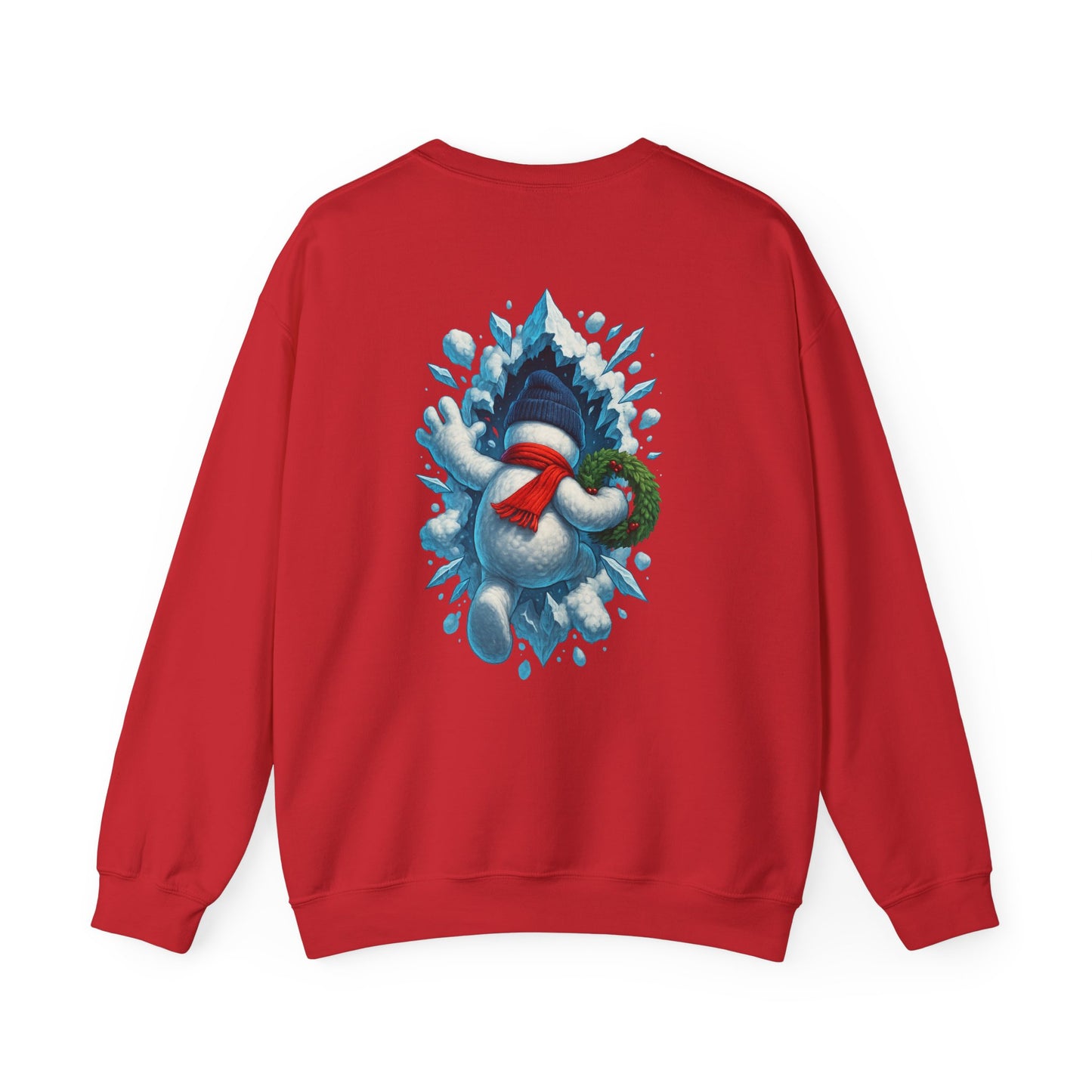 Cheerful Snowman Wreath Crewneck Sweatshirt | Christmas Winter Snowman